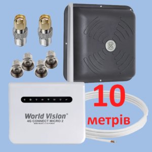 Комплект для 4g інтернету wi fi роутер 4g micro 2, антена energy 4g mimo Чорна, Кабель 10 м.